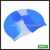 Flexible Silicone Skin Swim Swimming Cap - Blue Marble images