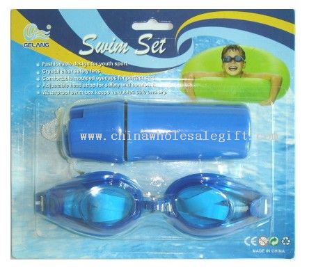 Nuotare set (TPR adulto Goggle + impermeabile nuotare casella)