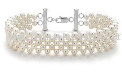 Sterling Silver Freshwater Cultured Pearl Woven Bracelet
