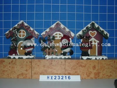 Santa, muñeco de nieve, pájaro de madera ciervos casa 3/s