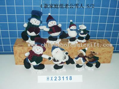4 santa & snemand familie sæt 2/s