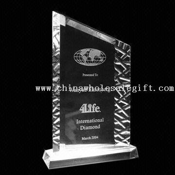 Sculptured edge award Crystal Award with Interior Engraving Work