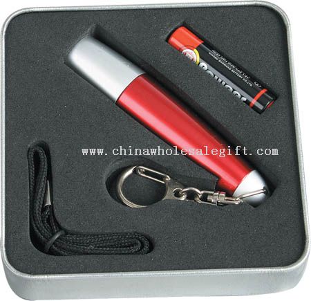 metal Box Flashlight with keychain
