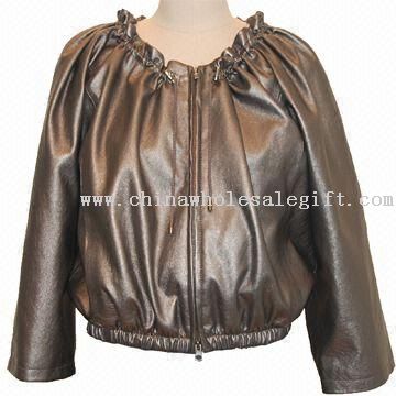 Womens Metallic PU Leather Jacket