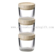 glass jars with base images