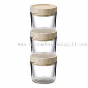 glass jars with base images
