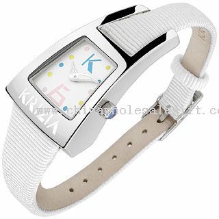 Womens Multicolor Dial White Silk Band Dress Watch