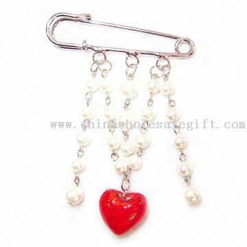Brooch Made of Wooden Beads