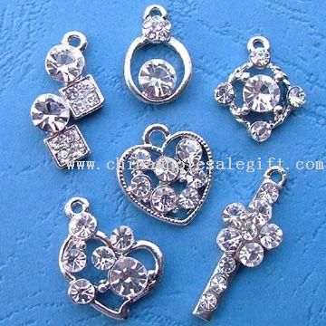 Alloy Pendants with Rhinestones