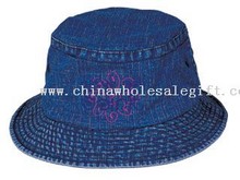 Stone washed denim bucket hat images