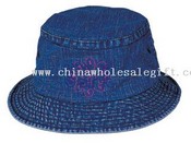 Stone washed denim bucket hat images