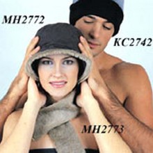 Ladies fashion winter hat with fur brim images