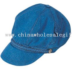 Stone washed denim balloon ladies hat