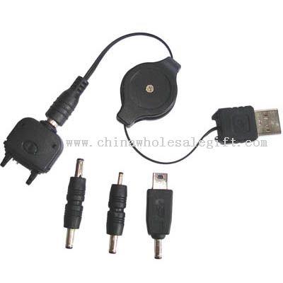 Retractable USB Charger for Mobile Phone Battery