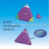 Triangle Shape Invisible ink pen with UV light images