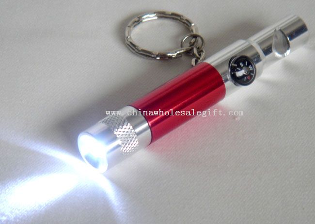 LED keychain with whistle