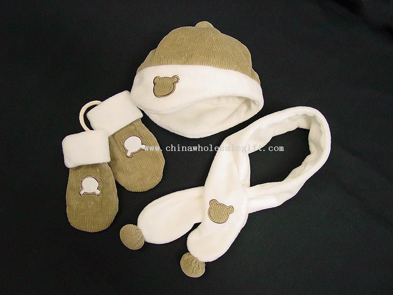 Musim dingin Set 3-pc topi, sarung tangan, dan syal