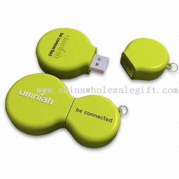 Hijau Recycle putaran promosi USB Flash Drive dengan timbul 3D Logo dan fungsi Plug-and-play