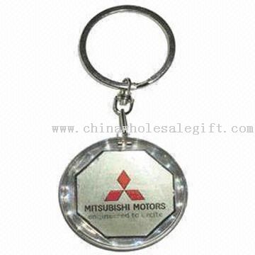 Berbentuk bulat Keychain Solar-powered Waterproof dengan LCD berkedip Logo