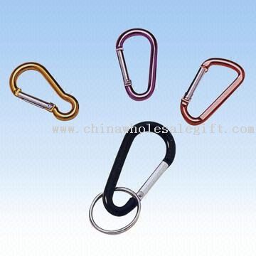Carabiner Key Chain with Optional Soft Laser-cut Webbing Strap and Compass