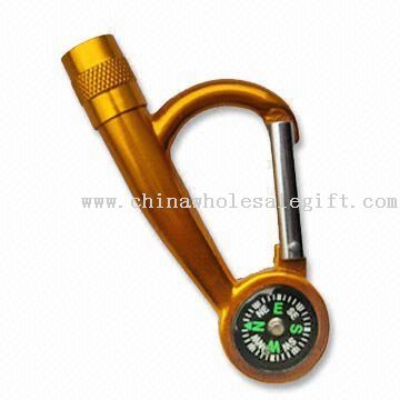 LED Metal Carabiner Keychain with Compass Function