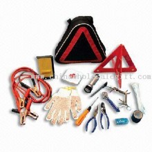 First-aid Kit with 1 Pair Safety Gloves and 1-piece Warning Triangle images