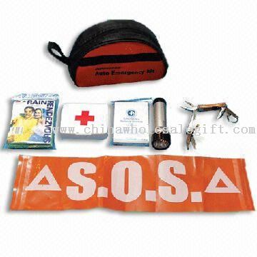 Erste-Hilfe-Kit für Auto mit 1-teilig Emergency Poncho und 1-teilig Torch