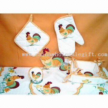 Coq de décoration, comprend four gant manique, corbeille à pain