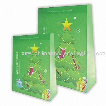 Shopping Bags with Christmas Tree Pattern