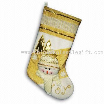 20 inç krem ve altın renkli Noel çorap
