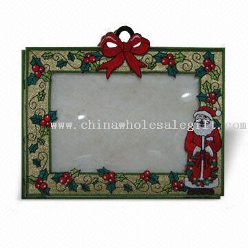Cartão de Natal bordado e molduras para fotos