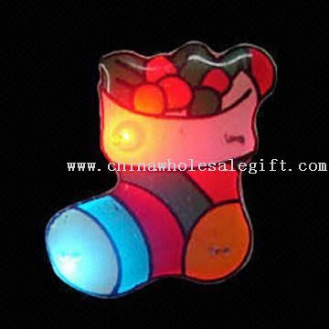 LED Flashing Pin with Magnetic Body in Christmas Stocking Design