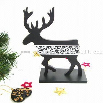 Wooden Reindeer Stand Piece with Christmas Theme