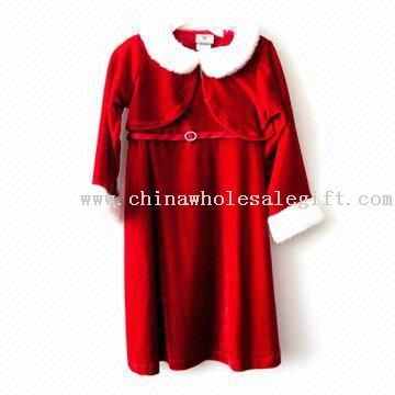 Christmas Dress with Fur on Jacket and Sleeve Opening
