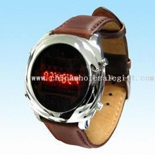 LED Watch con estilo metálico de Shell y duradero Leather Strap images