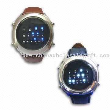 LED Binary relojes con alarma ajustable