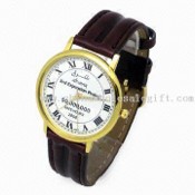 Gift Watch with Golden Alloy Case and Leather Strap images