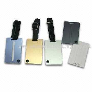 Aluminum Luggage Tag with Leather Strap