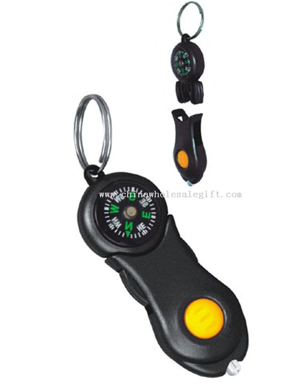 LED keychain light w/compass