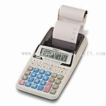 12-digit Compact Printing Calculator with 4 x AA Battery and AC Adapter