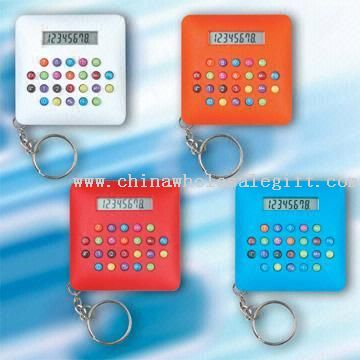 8-digit LCD Display Calculators with Key Chain Available in Solid Colors