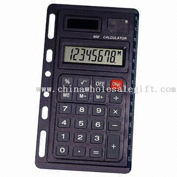 Eight Digits Handheld Calculator with Six Holes to Fix on Note Book