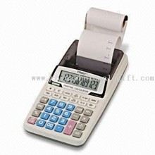 12 chiffres Calculatrice imprimante compacte avec 4 x AA batterie et adaptateur secteur images