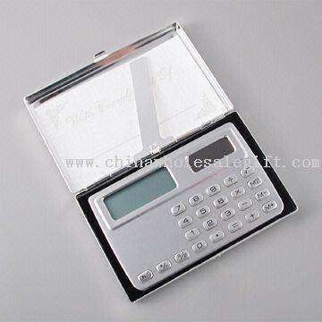 Nome de caixa de cartão com calculadora de bolso