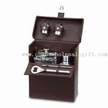 Set Portable Bar în imitaţie piele caz