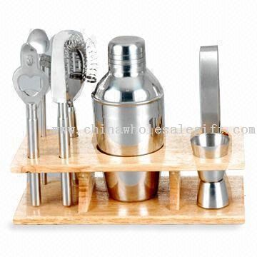 Stainless Steel Cocktail Shaker with Many Tools in it