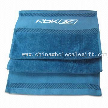 Velour Fitness Towel with Embroidered Logo and Satin