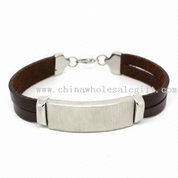 Bracelet, Made of Genuine Leather and 316L Stainless Steel