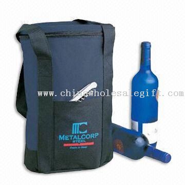 Isolert topp glidelås reklame eller bedriftens vin kjøligere gavepose med Nylon bære stropper