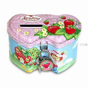 Double Heart Coin Bank with Strawberry Design